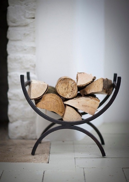 Wrought iron fire log holder