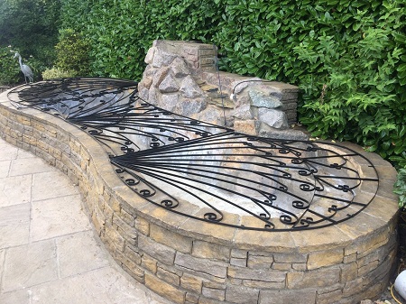 Waves wrought iron pond grid